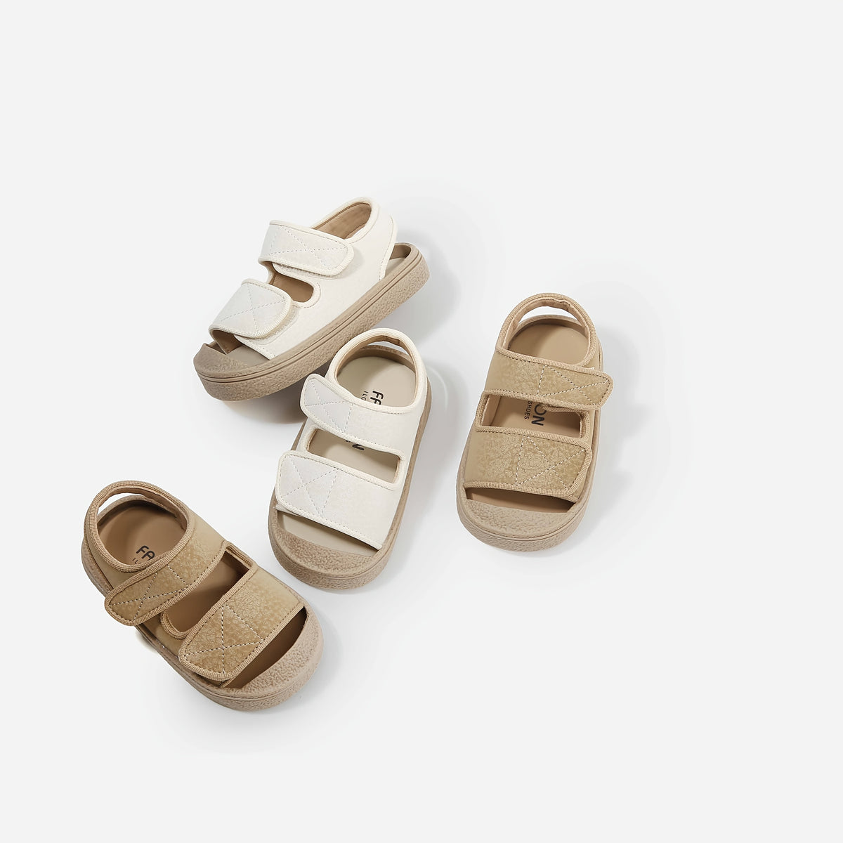 Toddler Open-Toe Sandals with Two Adjustable Straps and Heel Strap, Soft-Sole Summer Casual Shoes for Boys and Girls in Dark Brown or White, US Sizes 4-8.5