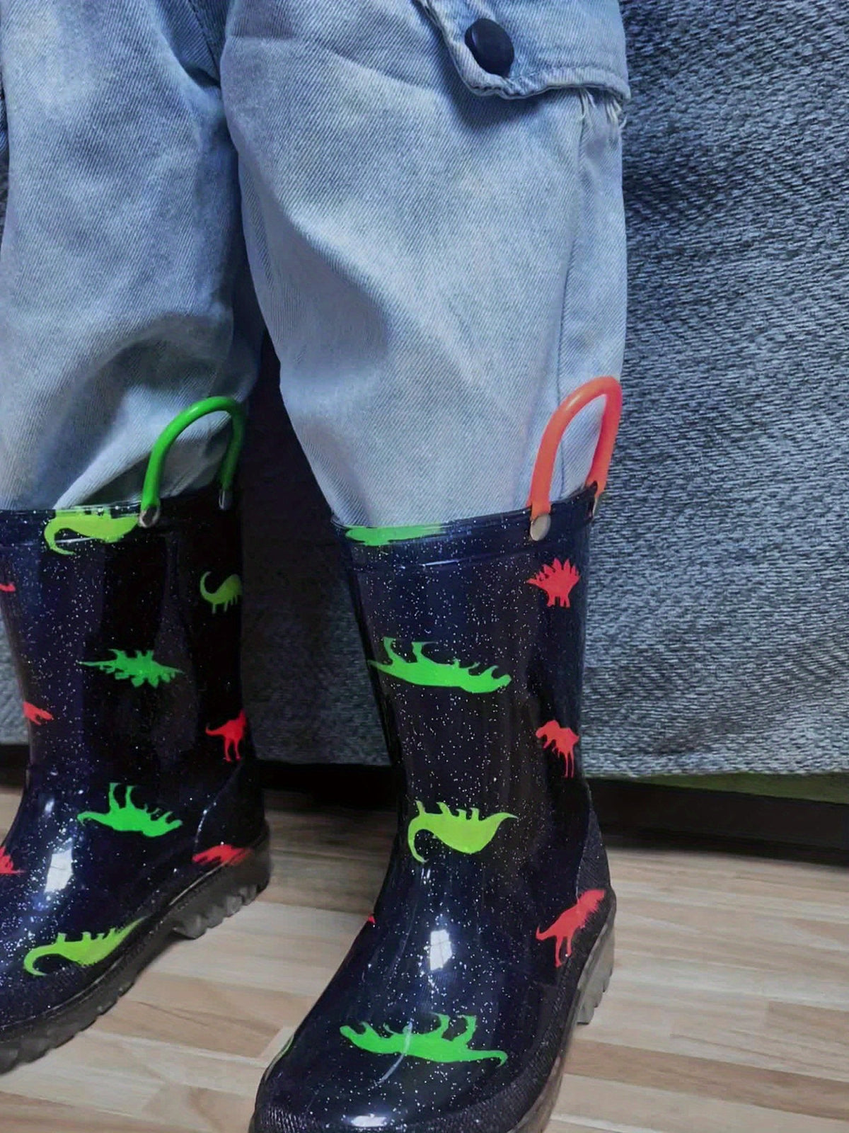 Kids Cartoon Rain Boots in Black, Easy-to-Carry Rainy-Day Footwear for Outdoor Play, with US 8 Toddler, US 12–13 Little Kid and US 1–3 Big Kid Size Options
