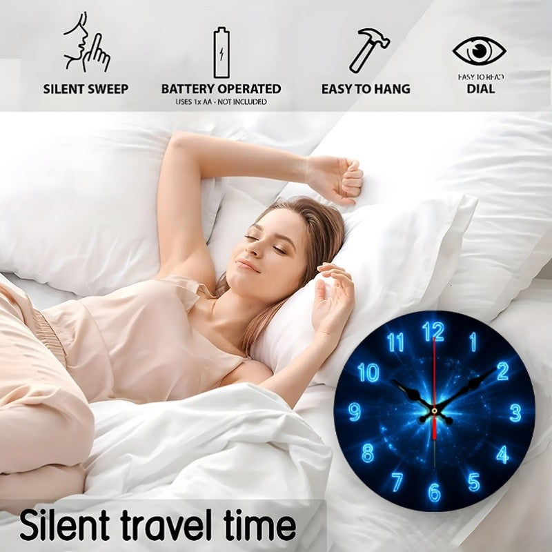 Silent Modern Wall Clock, 12-Inch Round Non-Ticking Battery-Powered 2D Flat Decorative Timepiece for Living Room, Kitchen or Dorm Room