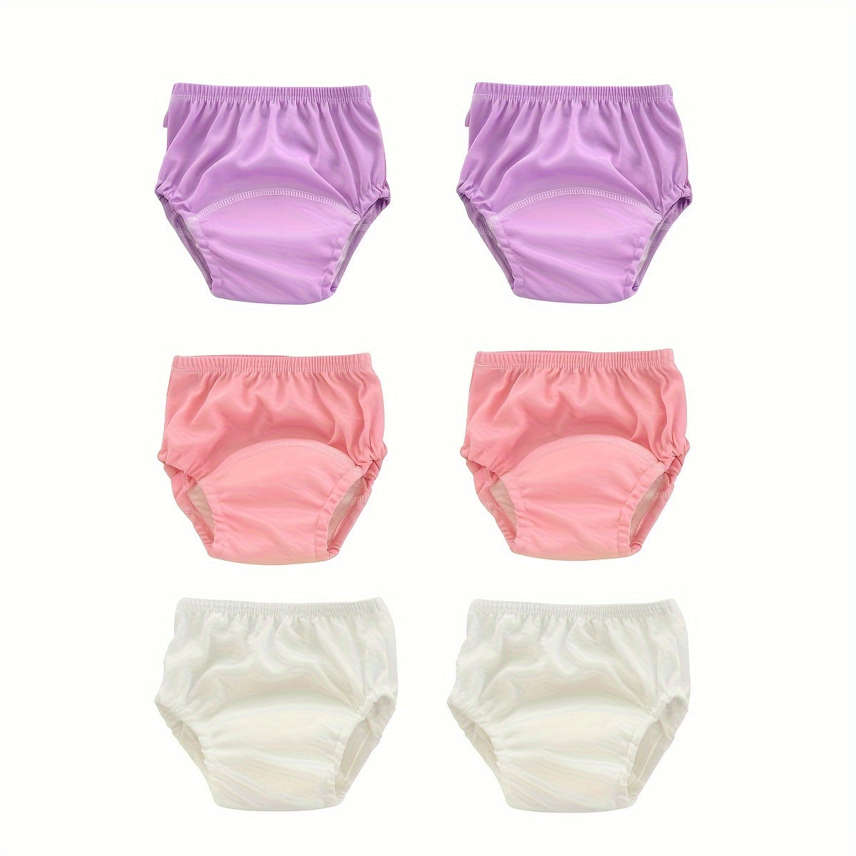 Solid Color Reusable Potty Training Underwear 6-Pack, Washable Breathable Toddler Learning Pants in Blue or Pink Mixes, Sizes 100 and 110