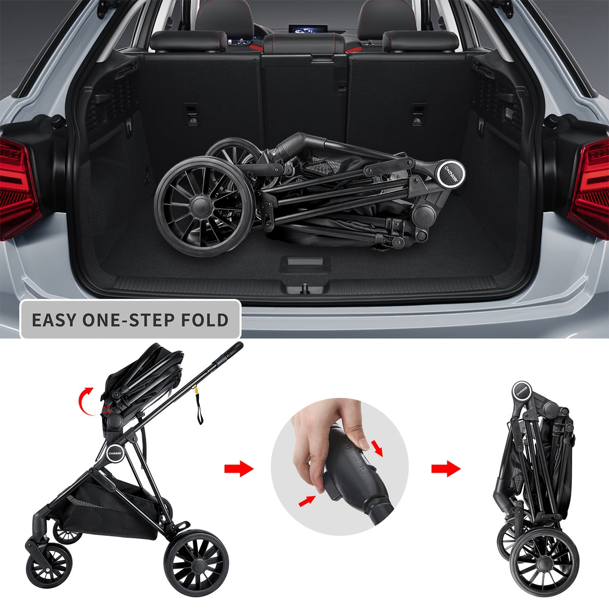 Reversible Baby Stroller with Parent-Facing and World-Facing Modes, Bassinet Configuration, Canopy and Storage Basket for Family Outings