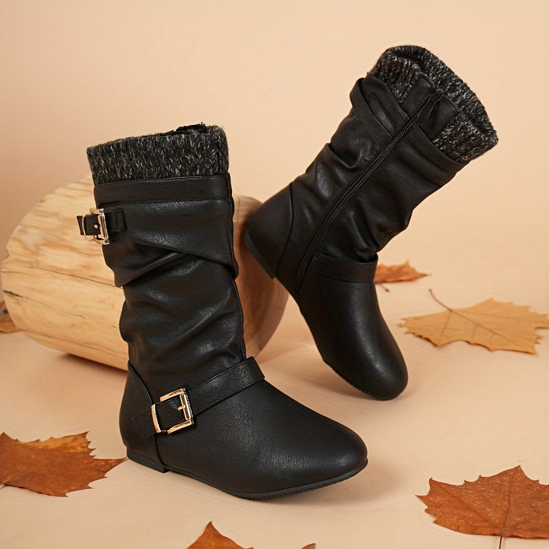 Faux Fur Lined Knee-High Winter Riding Boots for Girls - Fashionable Comfortable Tall Boots with Soft Lining, Warm Cold-Weather Footwear for Toddler, Little Kid & Big Kid