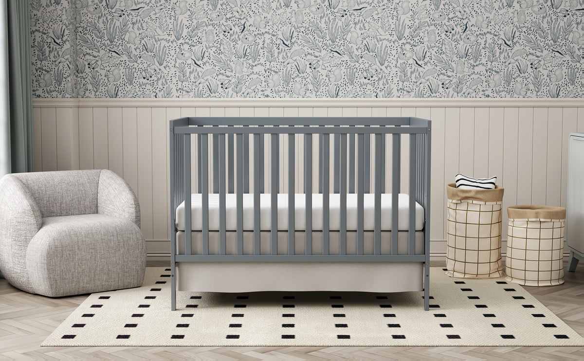 5-in-1 Convertible Crib by Goldzone, New Zealand Pine Wood Baby Crib with 4 Adjustable Mattress Heights, Toddler, Daybed and Full-Bed Options