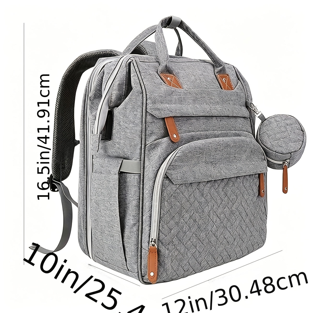 Heather Grey Diaper Backpack, Multifunctional Large Capacity Diaper Bag for Baby Care ā Spacious Nappy Backpack, Practical Baby Shower Gift for New Parents, Everyday Diaper Bag Essentials