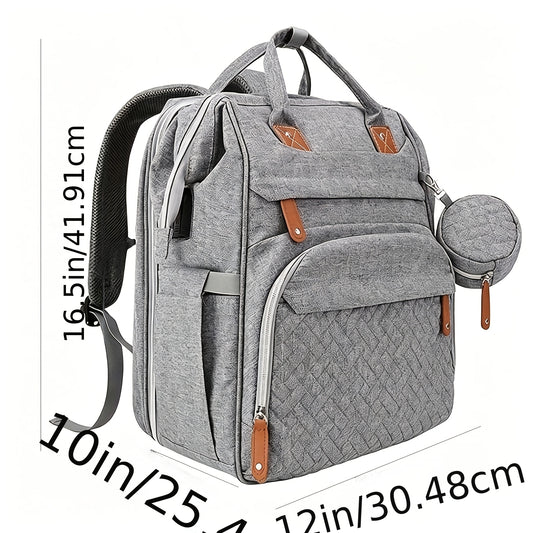 Heather Grey Diaper Backpack, Multifunctional Large Capacity Diaper Bag for Baby Care – Spacious Nappy Backpack, Practical Baby Shower Gift for New Parents, Everyday Diaper Bag Essentials