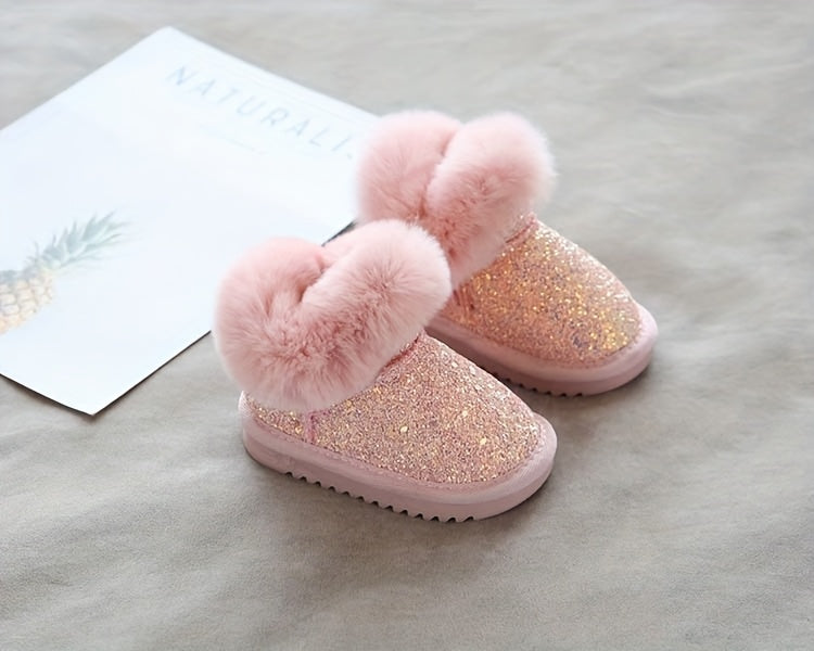 Kids Lined Snow Boots for Girls and Boys, Thickened Winter Footwear with Non-Slip Design, Grey, Black or Pink, Infant to Little Kid Sizes