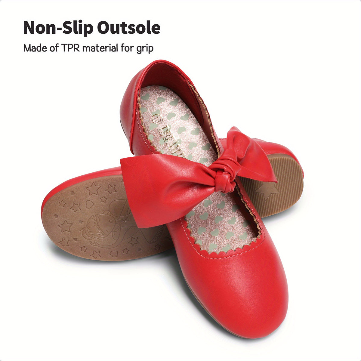 Girls Ballet Dress Flats with Bow and Elastic Strap, Soft Padded Mary Jane Shoes for Toddler, Little Kid & Big Kid Weddings, Parties and Christmas Outfits