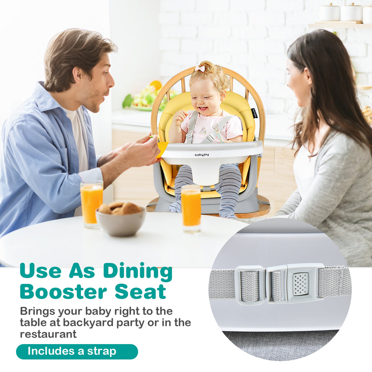 8-in-1 Baby High Chair with Activity Table, BABYJOY Convertible Feeding Seat with Removable Tray, Booster Mode and 5-Point Harness for Ages 6 Months to 6 Years