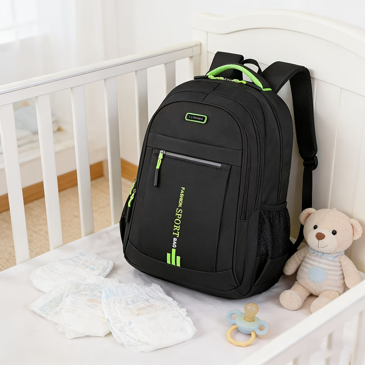 Utility-Pocket Diaper Backpack for Moms and Dads, Large-Capacity Multi-Compartment Baby Bag with Casual Tassel Detail for Travel and Daily Essentials