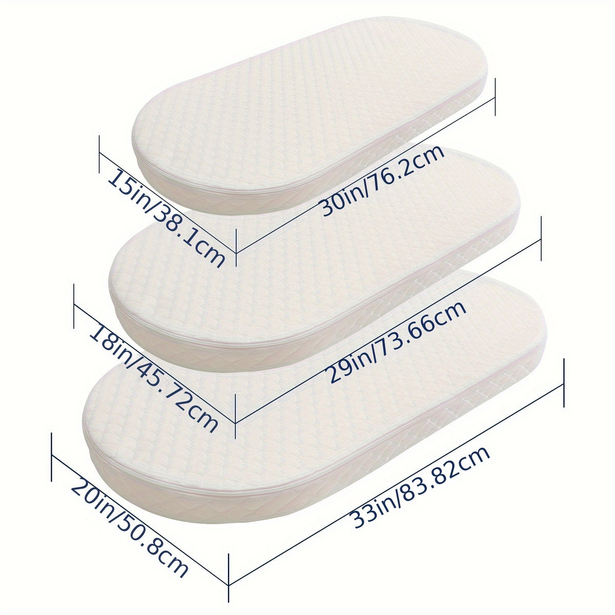 Bassinet Mattress Oval Foam with Removable Waterproof Cover, Baby Cradle Mattress in 15 x 30, 18 x 29 or 20 x 33 Inch Size Options