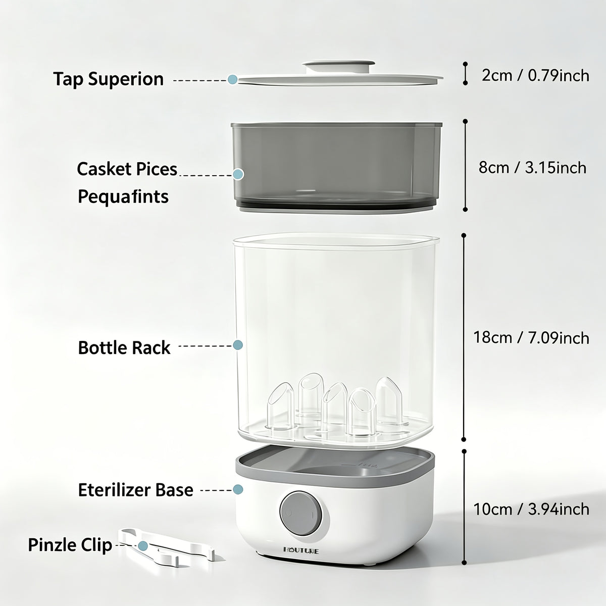 Baby Bottle Sterilizer and Dryer with One-Button Steam Operation, Countertop Feeding Accessory Organizer for Compatible Bottles and Pump Parts