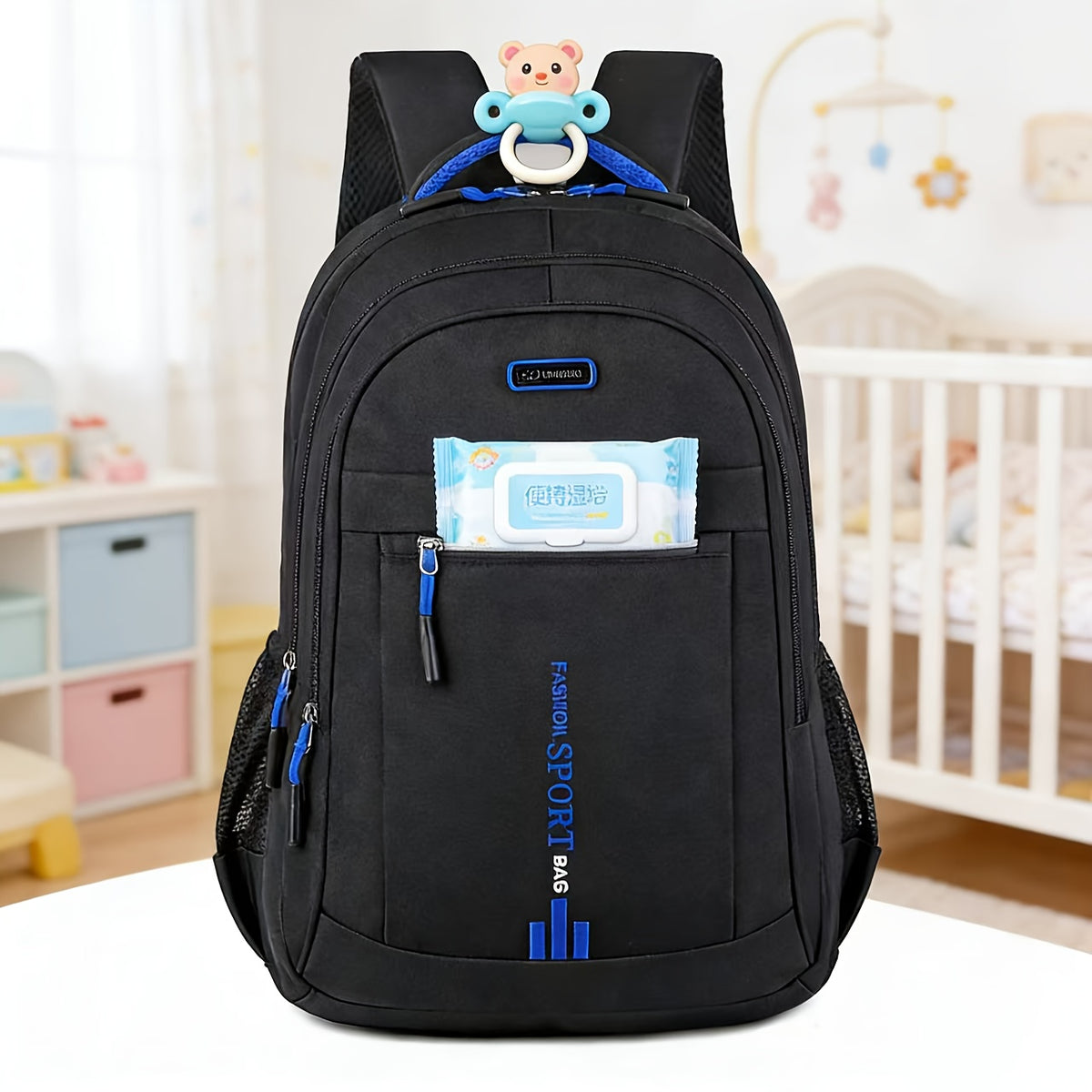 Utility-Pocket Diaper Backpack for Moms and Dads, Large-Capacity Multi-Compartment Baby Bag with Casual Tassel Detail for Travel and Daily Essentials