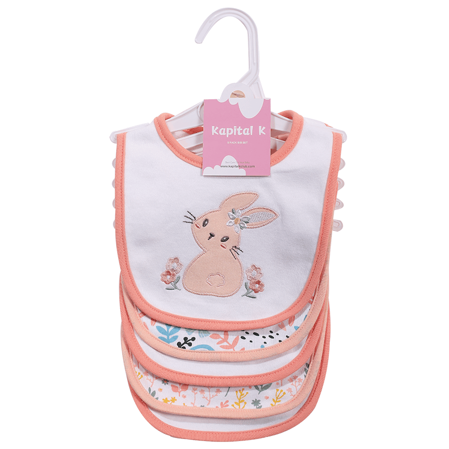 Double-Layer Cotton Baby Bibs 5-Pack with Cartoon Designs, Absorbent Adjustable Feeding Bib Set for Boys and Girls Ages 0ā3 Years