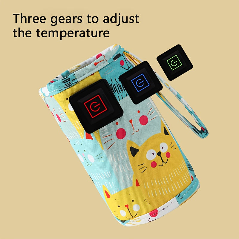 Self-Adhesive Portable Bottle Heater with 3 Adjustable Temperature Settings, Durable Travel Bottle Warmer for Outdoor Activities, Compact Modern Accessory for On-the-Go Feeding