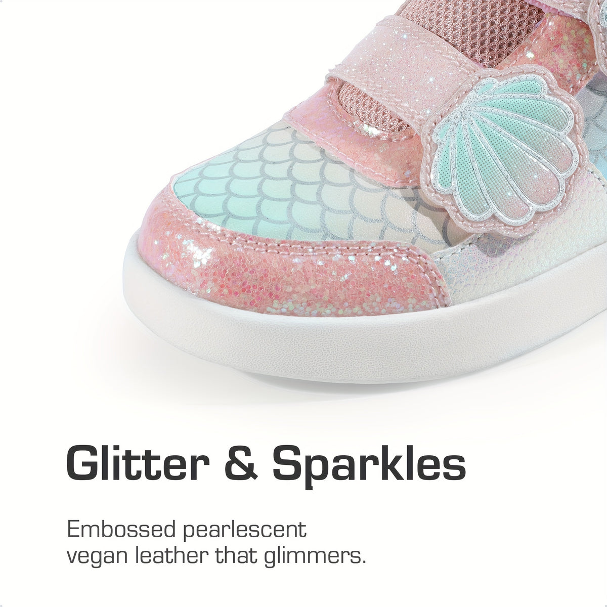 Girls Shell-Pattern High-Top Sneakers with Shiny Detail, Casual Walking Shoes for Toddlers and Little Kids in Pink, Lavender or White