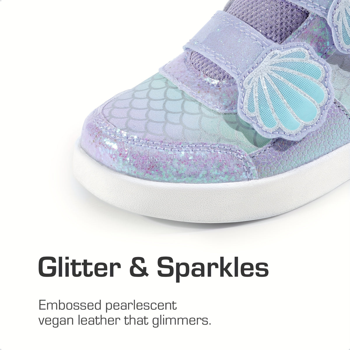 Girls Shell-Pattern High-Top Sneakers with Shiny Detail, Casual Walking Shoes for Toddlers and Little Kids in Pink, Lavender or White