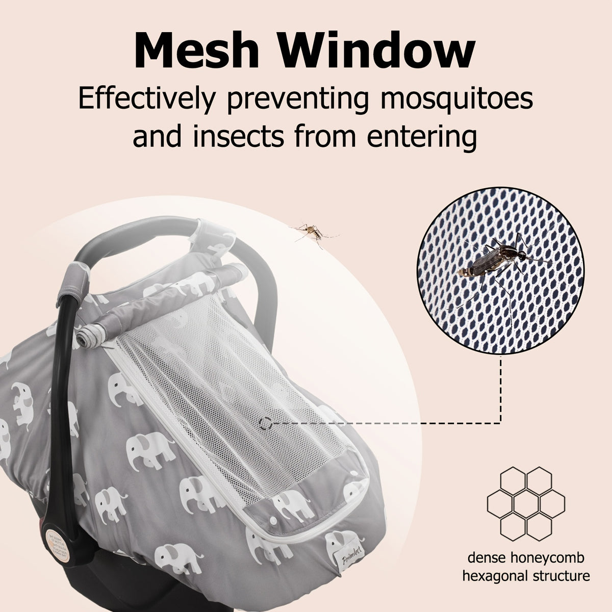 Stretchy Infant Carrier Cover with Large Window, Beavtaens Breathable Baby Car Seat Canopy in Elephant, Flower, Leaves, Rainbow or Sun Prints