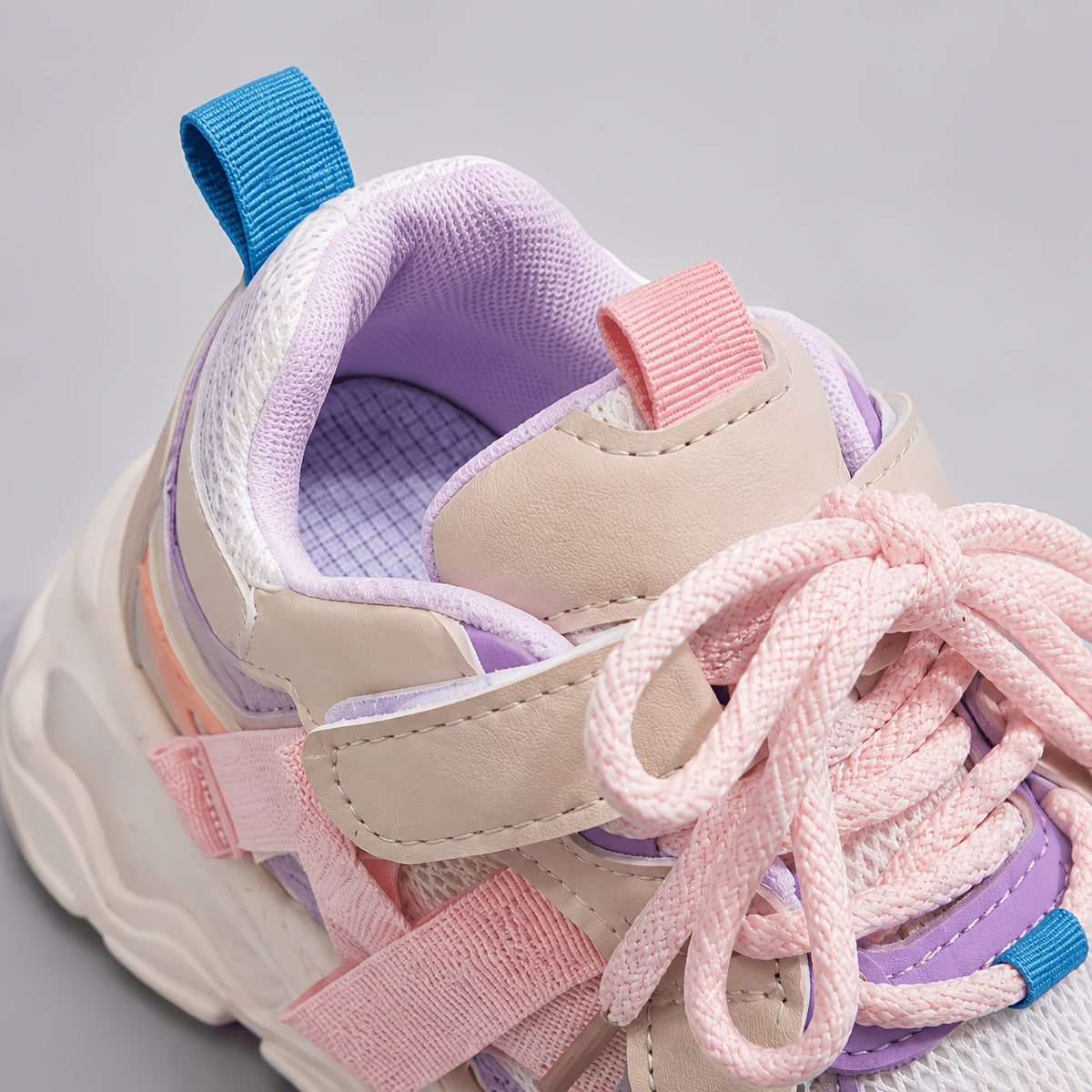 Toddler Geometric Sneakers with Breathable PU Upper, PVC Sole and Lace-Up plus Hook-and-Loop Closure, All-Season Casual Running Shoes for Ages 1-6