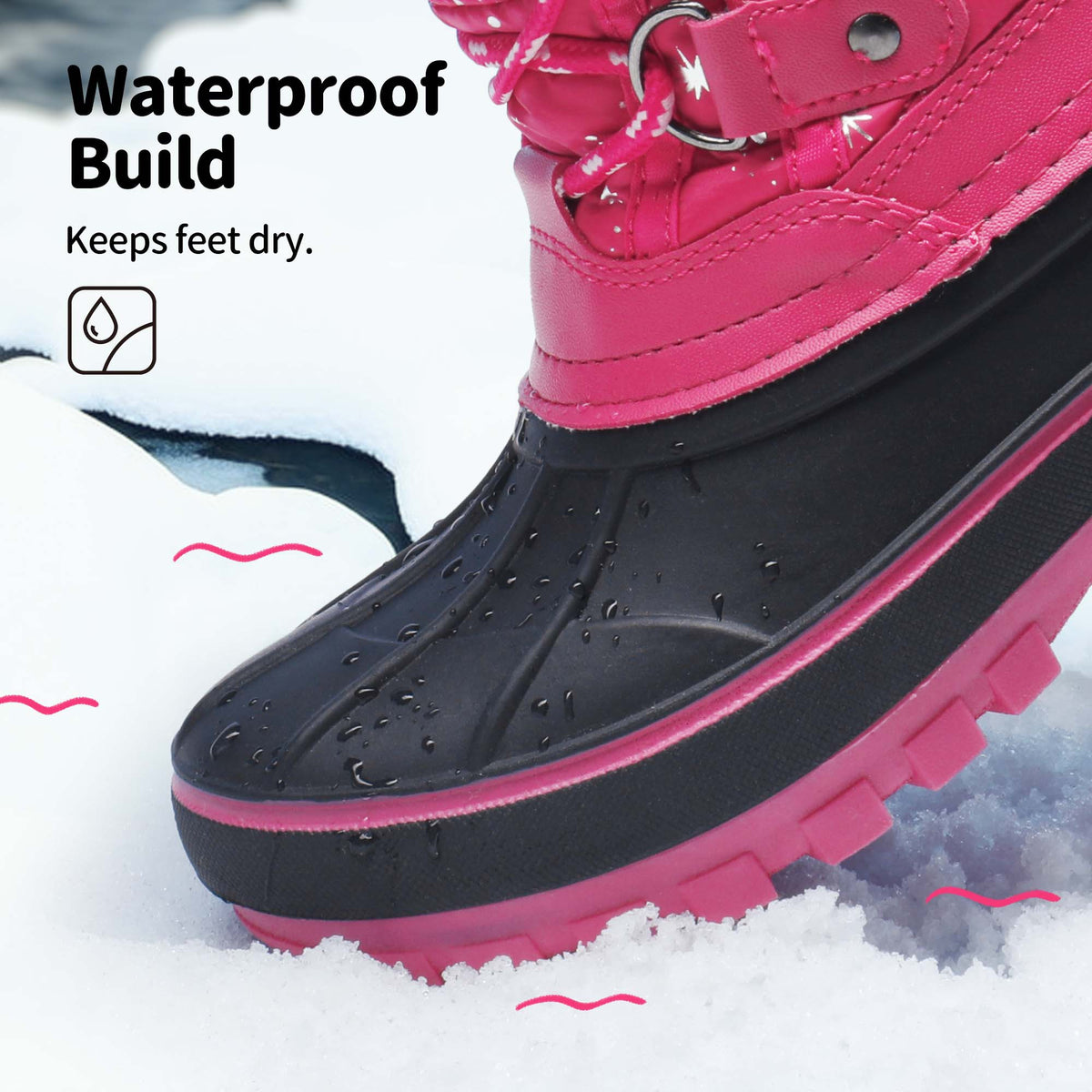 Waterproof Kids Snow Boots by DREAM PAIRS, Thermolite-Insulated Winter Footwear with One-Pull Bungee Laces for Toddler, Little Kid and Big Kid