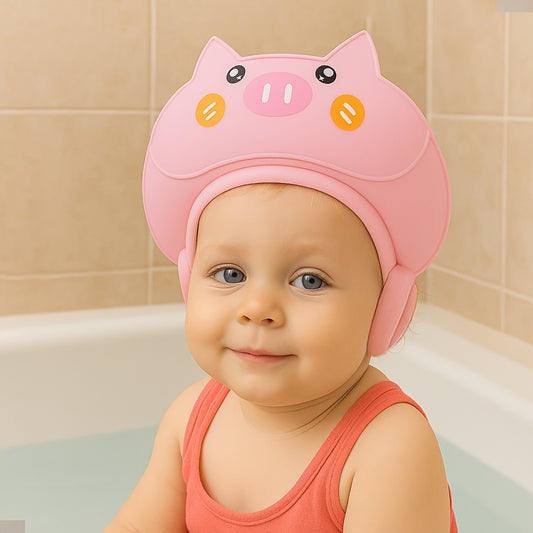 Baby Shampoo Shower Cap, Leak-Proof Adjustable Hair Washing Visor for Infants and Toddlers, Water-Retaining Bath Cap, Eye and Ear Protection During Bath Time, Soft Silicone Edge