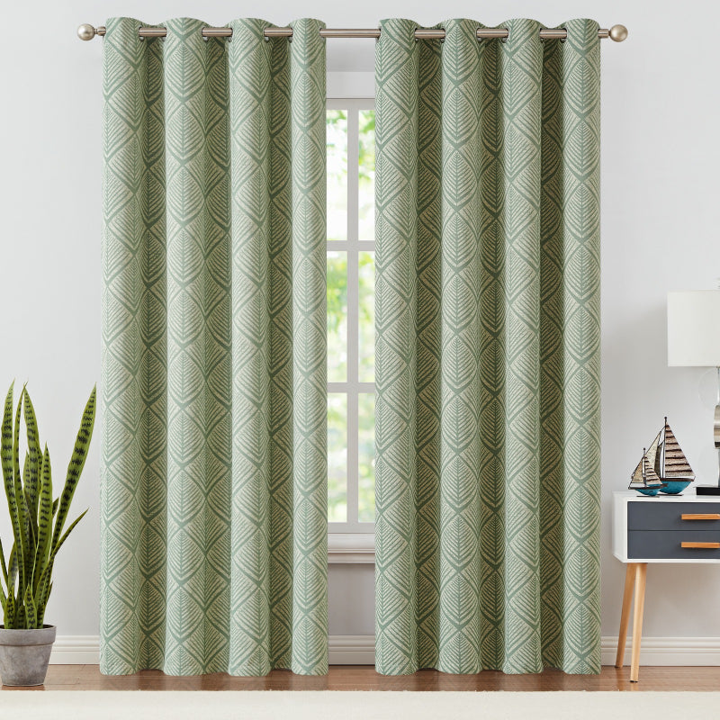 Washable Nursery Blackout Curtains, 2 Polyester Grommet-Top Panels with Thermal Lining in Blue or Matcha Green, Multiple Window Sizes