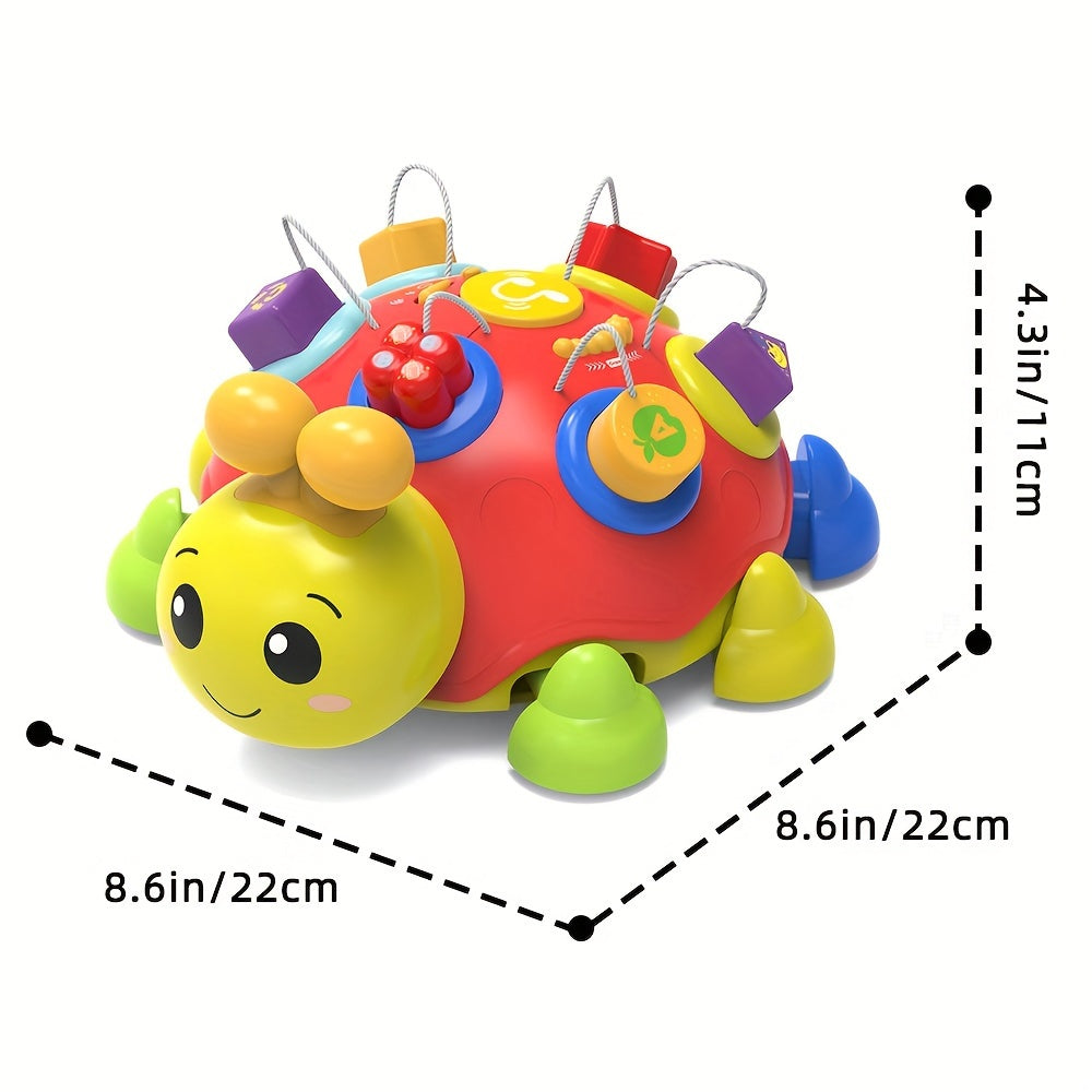 Musical Ladybug Crawling Toy with Lights, ABC, Numbers and Shapes Activities, Red Interactive Baby Floor Play Toy, Batteries Not Included