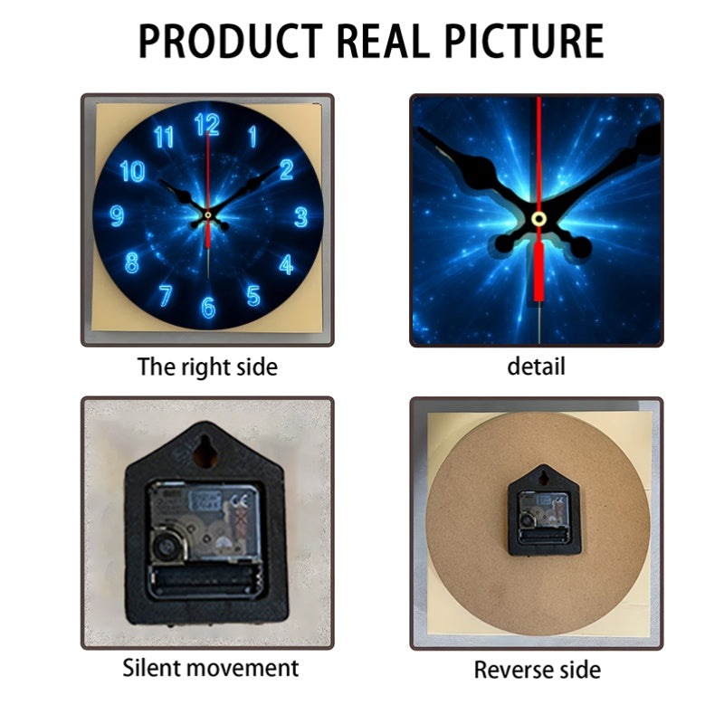 Silent Modern Wall Clock, 12-Inch Round Non-Ticking Battery-Powered 2D Flat Decorative Timepiece for Living Room, Kitchen or Dorm Room