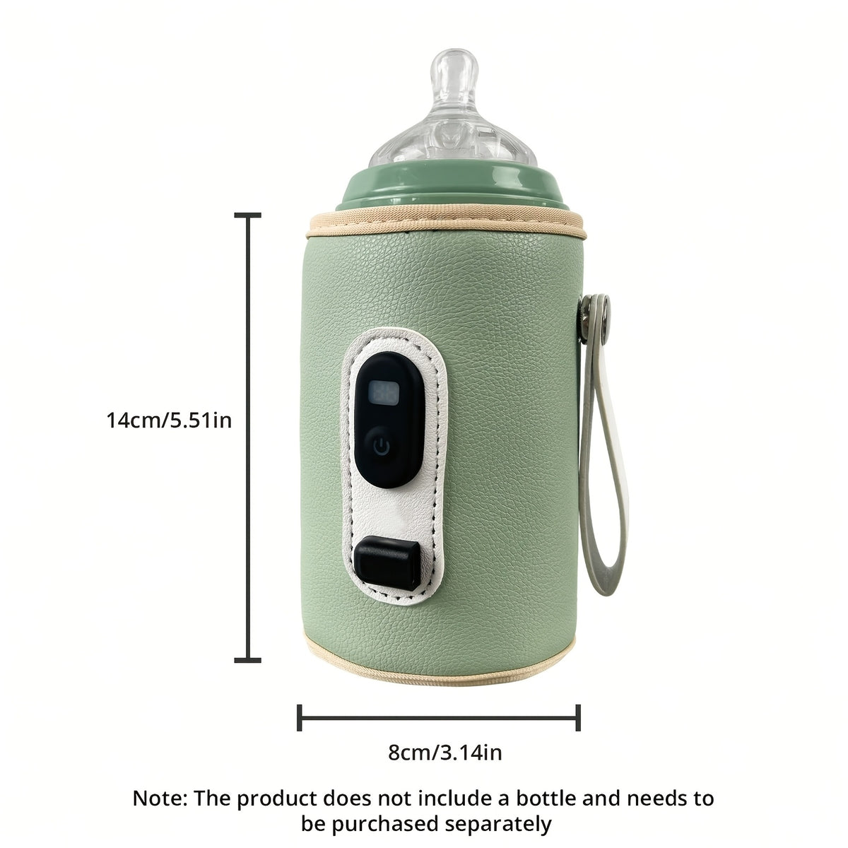 USB Bottle Warmer Sleeve with Digital Temperature Display, Cochildor Milk Warming Cover for Compatible Breastmilk and Formula Bottles in Green or Pink