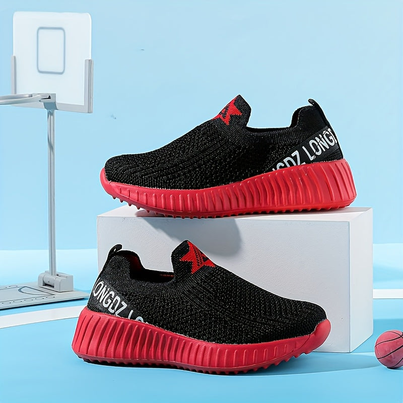 Kids Slip-On Mid-Top Sneakers for Boys and Girls, Lightweight Breathable Outdoor Play Shoes with Cushioned Sole in Toddler, Little Kid and Big Kid Sizes