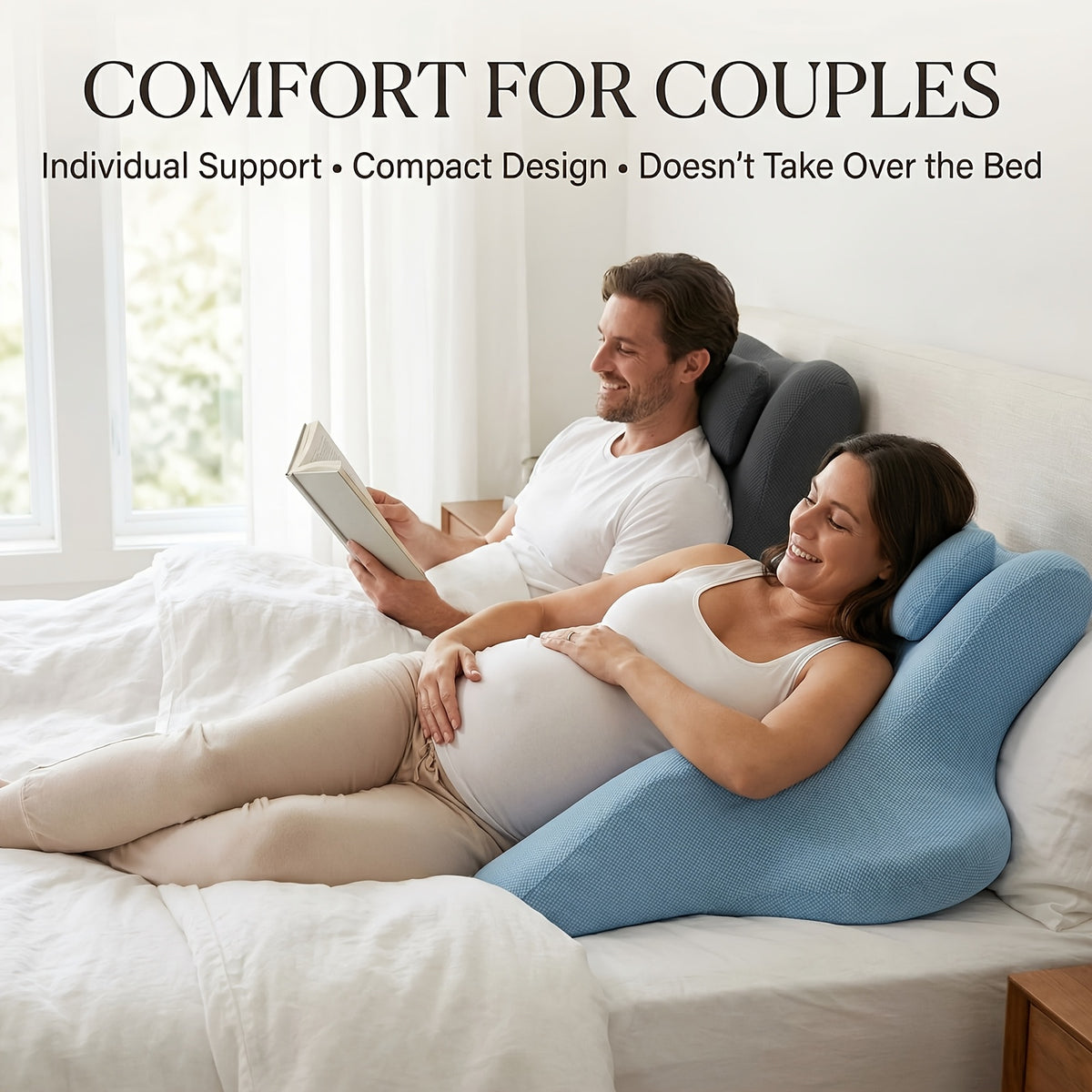 Memory Foam Maternity Body Pillow for Full-Body Lounging, Compressible Pregnancy Support Cushion for Bed or Sofa, Portable Gift for Expecting Moms