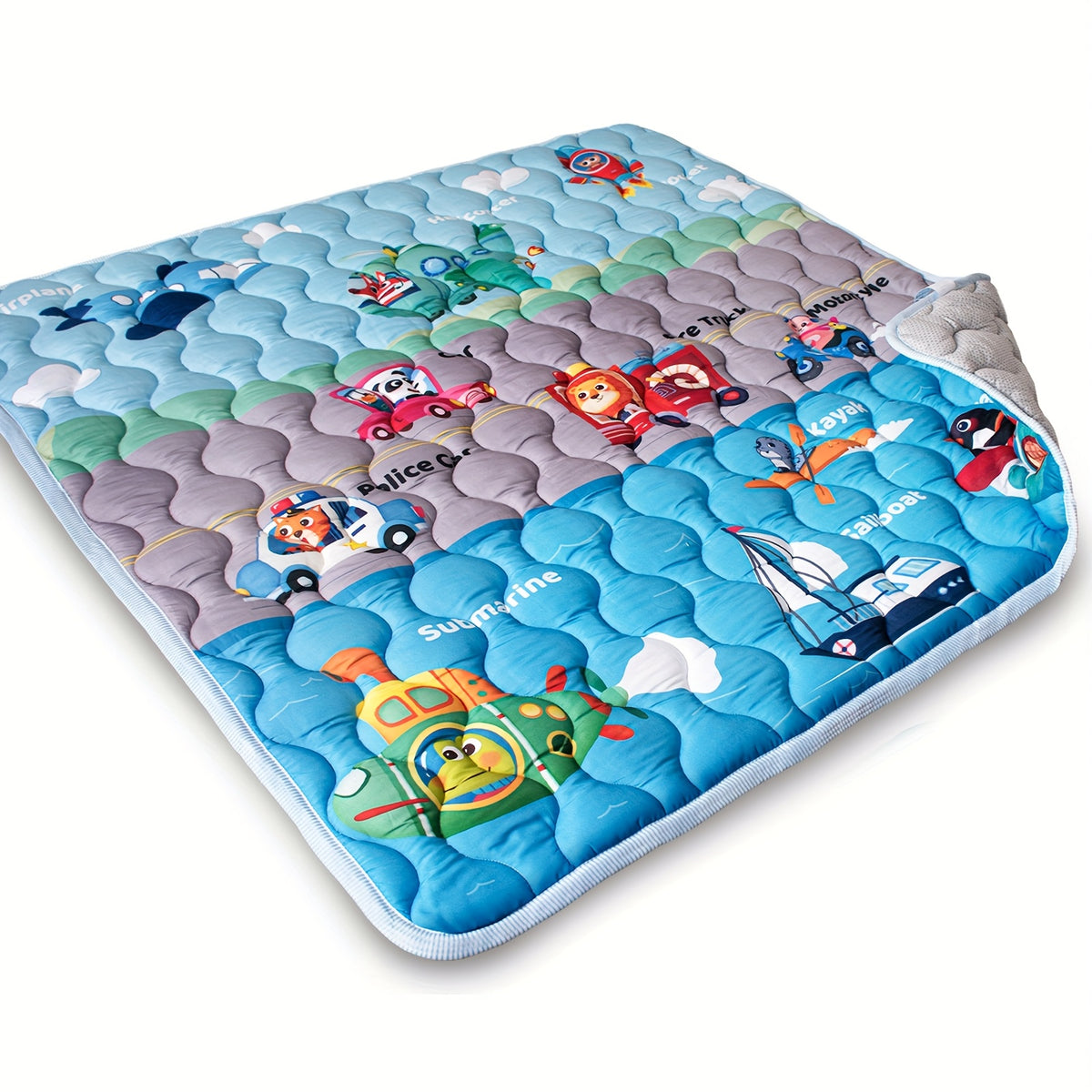 Patterned Baby Floor Mat 50 x 50 Inches, Soft Washable Playpen and Crawling Surface with Anti-Slip Bottom for Tummy Time and Supervised Indoor Play