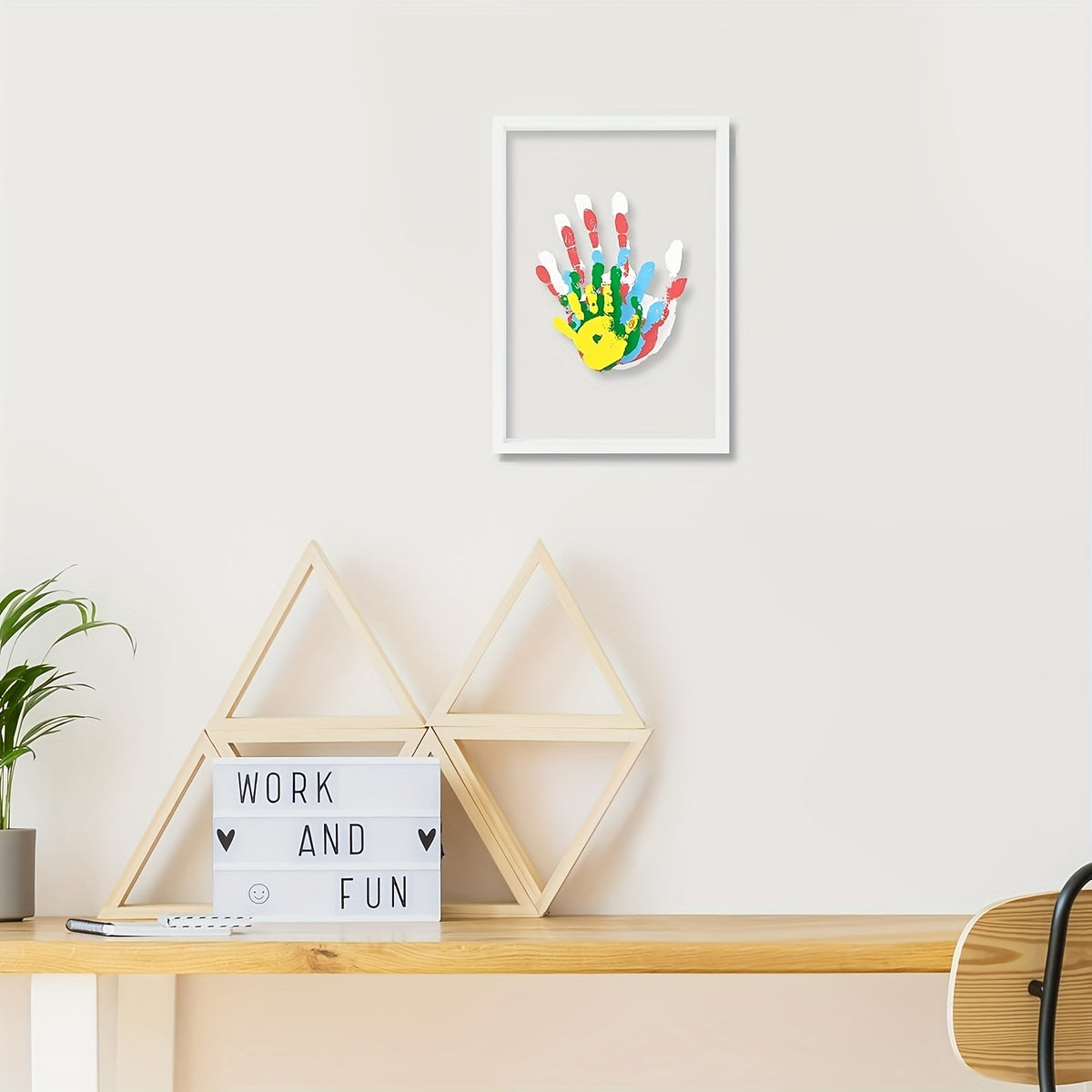Family Handprint Kit with Keepsake Frame, 4 Handprint Spaces and 6 Paint Colors for Shared Memory Making, Mother's Day or Holiday Gift
