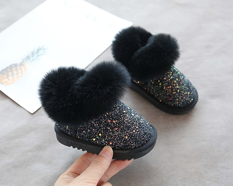 Kids Lined Snow Boots for Girls and Boys, Thickened Winter Footwear with Non-Slip Design, Grey, Black or Pink, Infant to Little Kid Sizes
