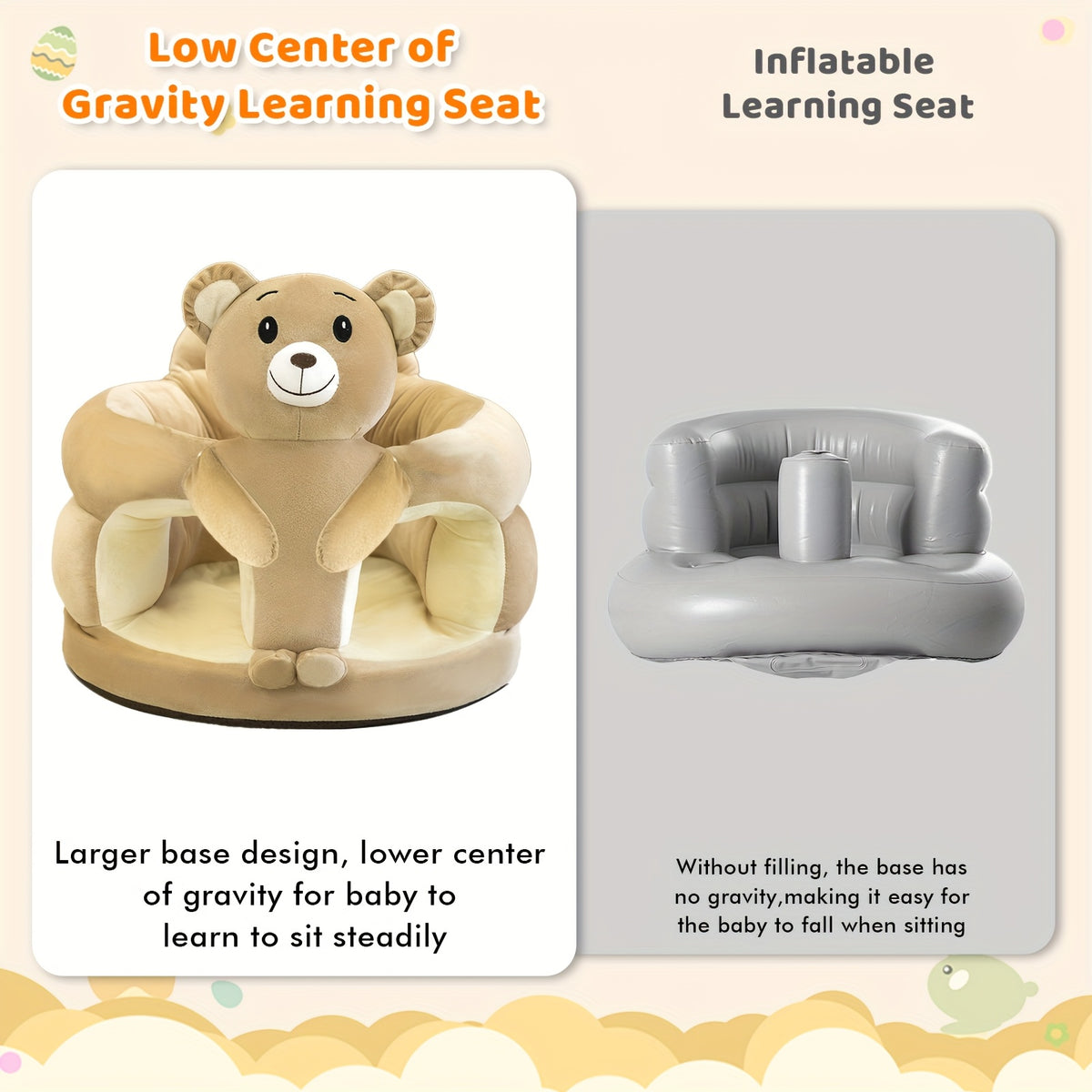 Baby Sofa Support Seat for Sitting Up, Plush Sit Me Up Floor Chair for Infants 0-12 Months, Padded Baby Seat for Posture and Muscle Development, Cozy Infant Lounger Chair