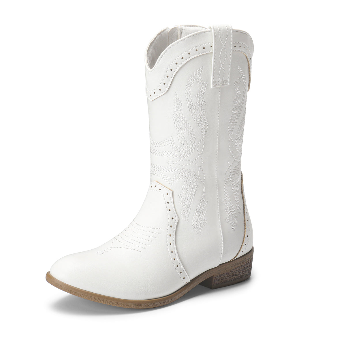 Girls' Western Riding Boots with Mid-Calf Style, Cowgirl-Cowboy Shoes in Pink, White or Dark Brown for Toddler, Little Kid & Big Kid Sizes