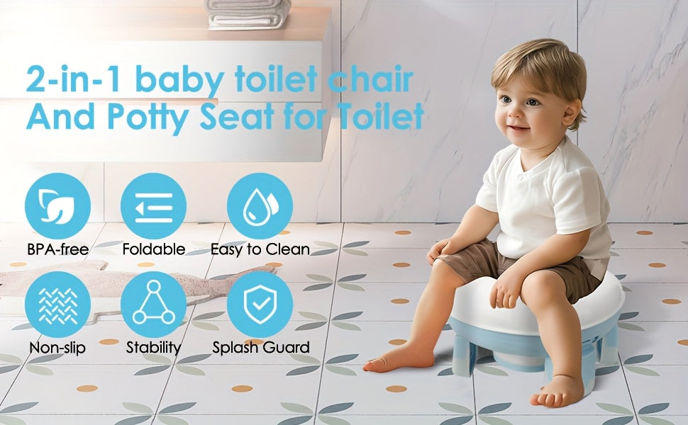Foldable Travel Potty Chair for Boys and Girls with Storage Bag and 20 Disposable Liners Included, Portable Toddler Potty Seat for Indoor and Outdoor Use, Easy to Clean and Carry