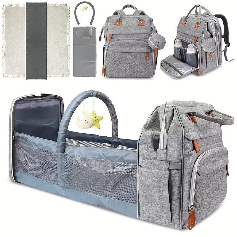 Heather Grey Diaper Backpack, Multifunctional Large Capacity Diaper Bag for Baby Care ā Spacious Nappy Backpack, Practical Baby Shower Gift for New Parents, Everyday Diaper Bag Essentials