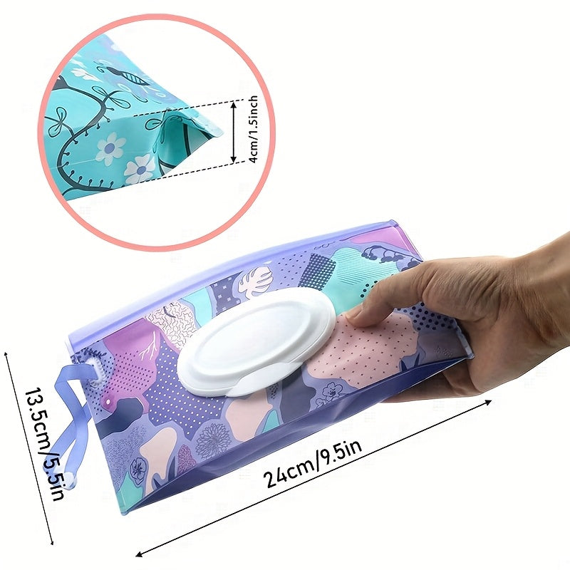 Refillable Baby Wipes Pouch 3-Pack, Reusable Portable Wet Wipe Dispenser Holders for Diaper Bag and On-the-Go Changes in Floral Colors
