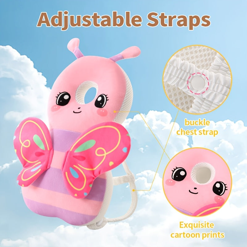 Toddler Plush Back Cushion Backpack with Adjustable Straps, Soft Cartoon Animal Wearable Pad for Crawling and Early Walking in Seven Animal Designs