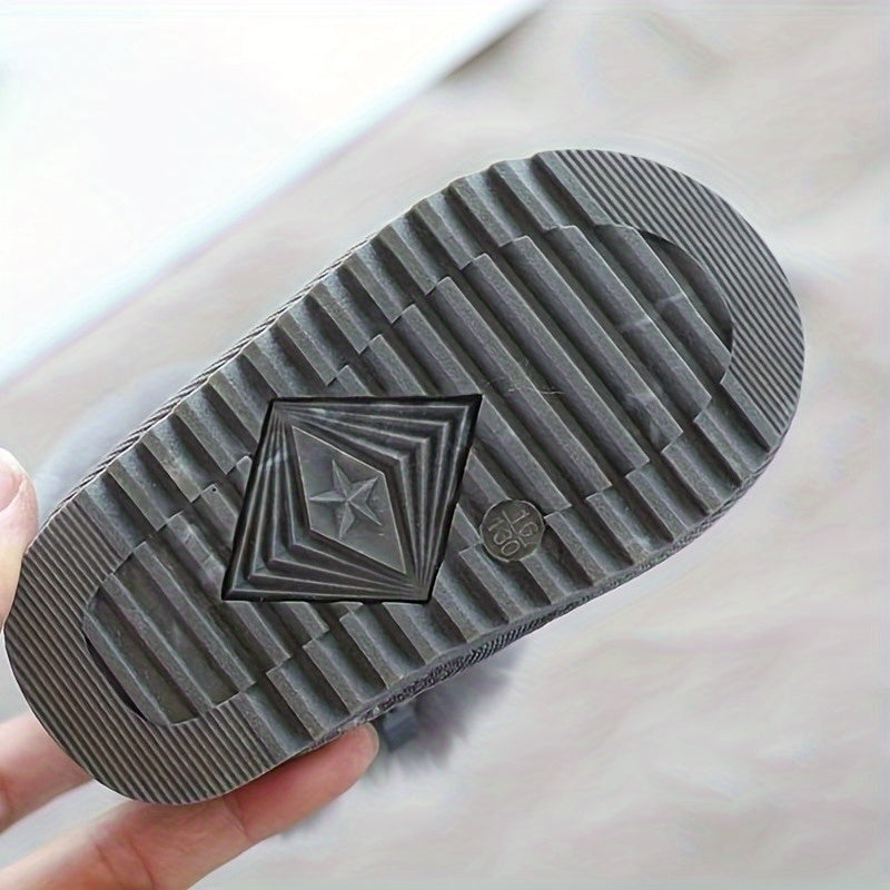 Kids Lined Snow Boots for Girls and Boys, Thickened Winter Footwear with Non-Slip Design, Grey, Black or Pink, Infant to Little Kid Sizes