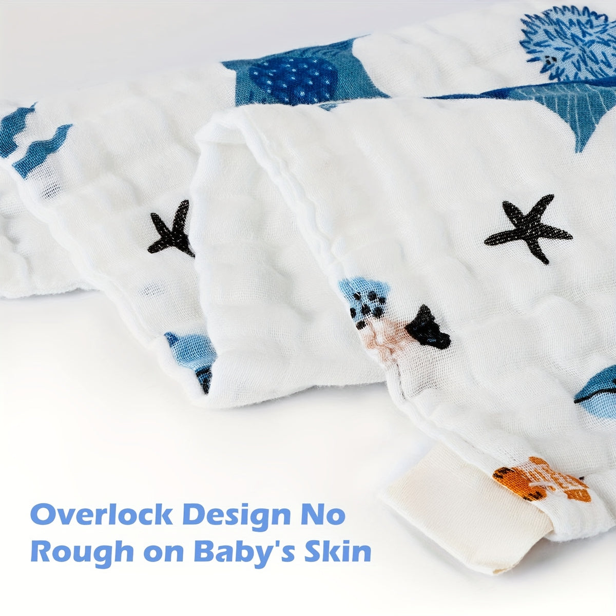 Cotton Burp Cloths for Newborns, 6-Pack 20 x 10 Inch Soft Absorbent Six-Layer Muslin Burp Rags for Everyday Feeding and Baby Shower Gifts