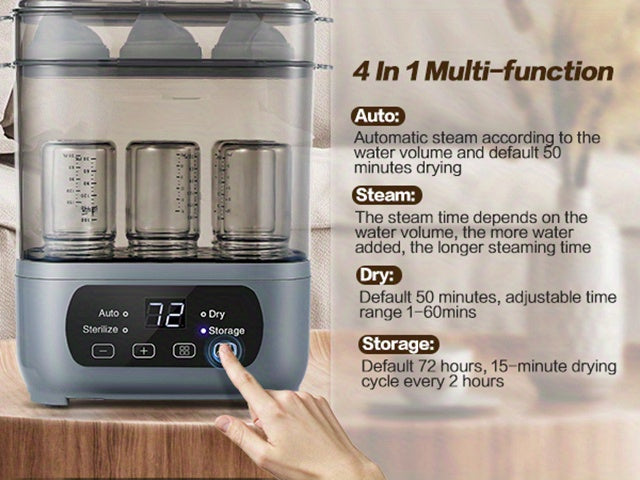 Modular Baby Bottle Steamer and Dryer with LED Touch Screen and Auto Shut-Off, Electric Countertop Care for Compatible Bottles and Pump Parts