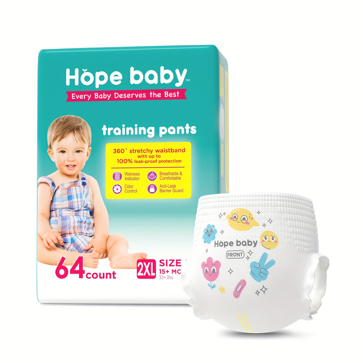 HOPE BABY Pull Ups Potty Training Pants, Premium Training Underwear 64-68 Count – Hypoallergenic Toddler Diapers for Sensitive Skin, Sizes L to XXXL, Comfortable Everyday Potty Training