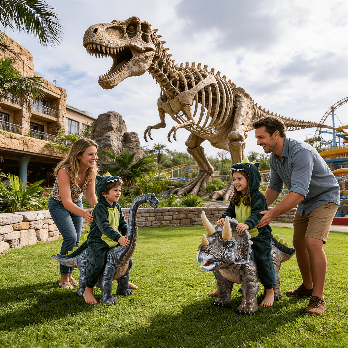 Brachiosaurus Dinosaur Ride-On Toy for Kids, Realistic Long-Neck Dinosaur Figure with Light-Up Effects and Dinosaur Sounds for Pretend Play