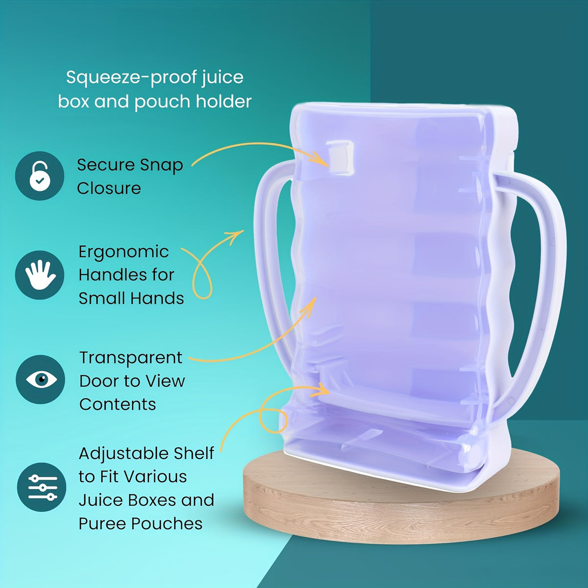 Toddler Food Pouch Holder 2-Pack by PINDAR, Purple Reusable Anti-Squeeze Holders with Dual Handles for Yogurt Pouches and Juice Boxes