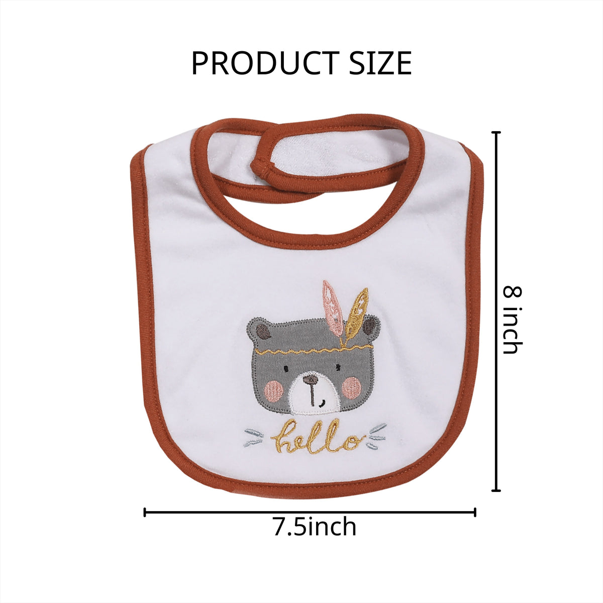 Embroidered Baby Feeding Bibs 5-Pack, Soft Absorbent Cotton Outer Layer with Cartoon Designs for Infant Mealtimes and Drool, Boys and Girls