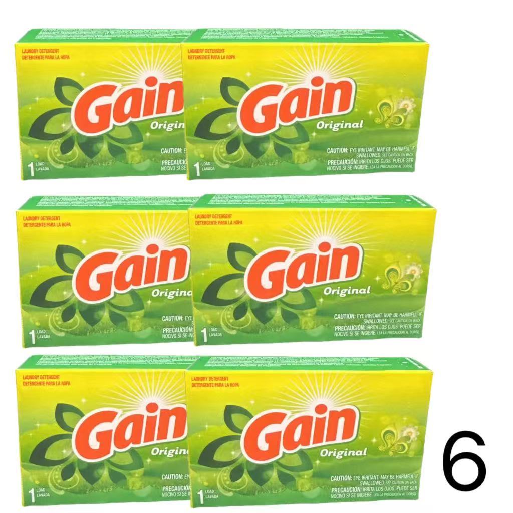 Gain Original Scent Laundry Detergent 1.3 oz Single-Load Portion, Fresh-Scented Stain-Cleaning Laundry Soap with 3, 6 or 9 Quantity Options