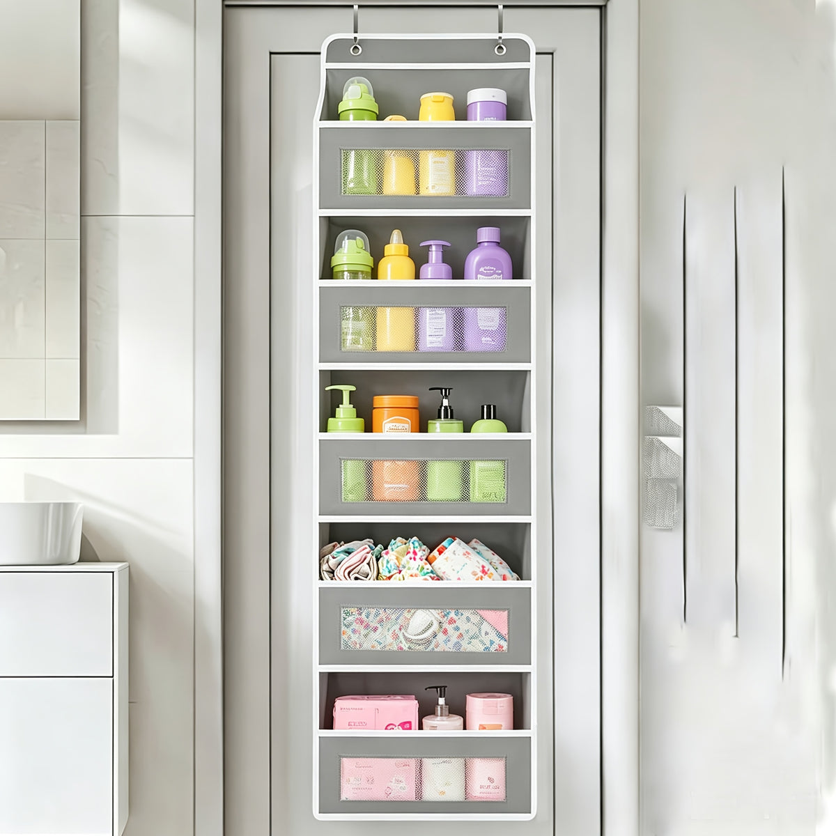 5-Shelf Over-the-Door Organizer with 10 Storage Pockets, No-Drill Hanging Door Storage for Nursery, Bedroom, Bathroom and Pantry Essentials