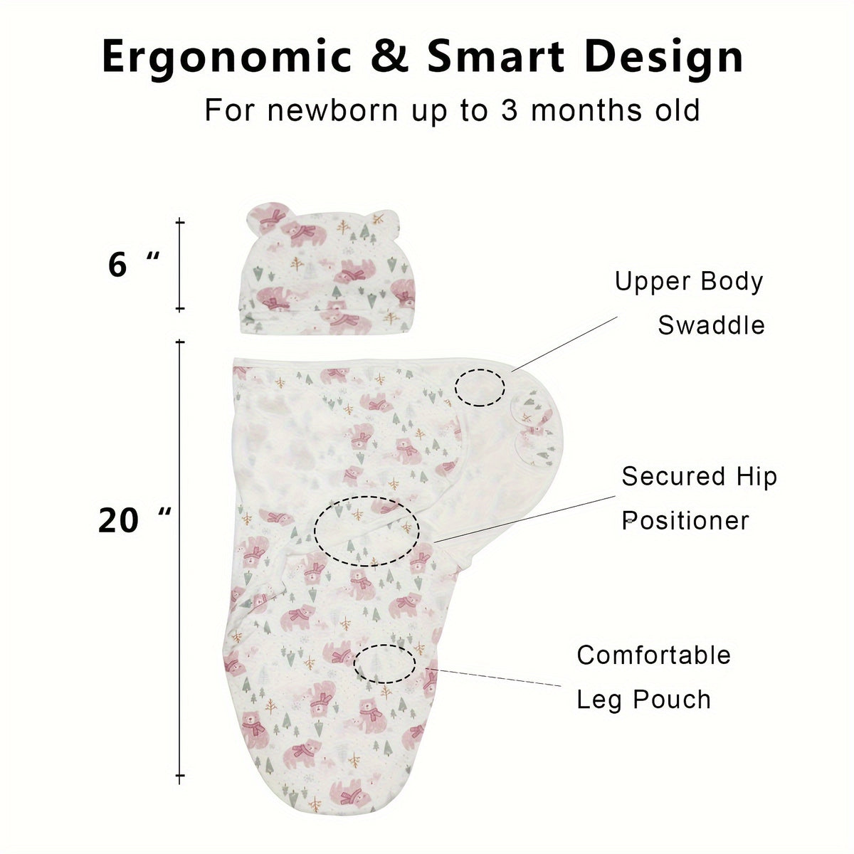 Newborn Swaddle Sacks 3-Pack for Babies 0-3 Months, Ergonomic Baby Swaddles for Early Sleep Routines, Multiple Color Options for Everyday Use