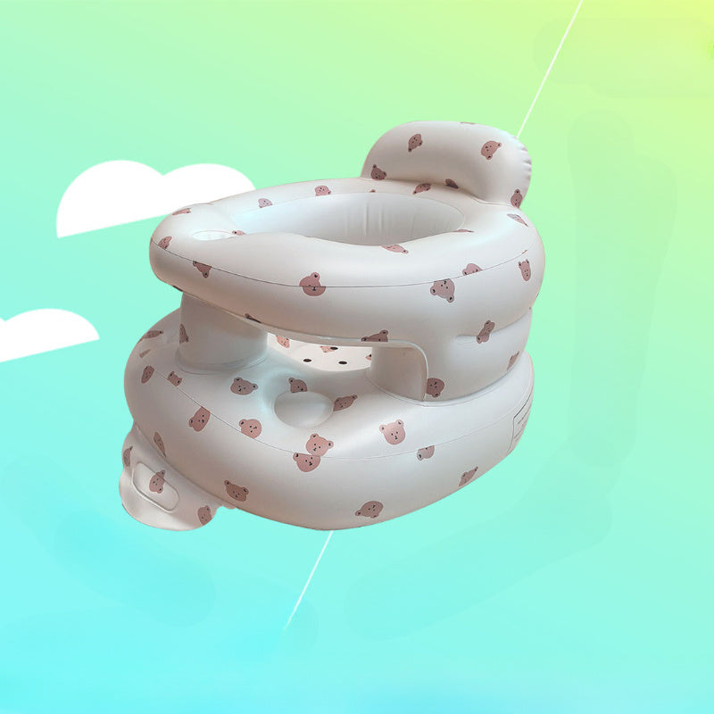 Portable Inflatable Baby Chair with Backrest and Armrests, Love Bunny Dinosaur or Little Bear Floor Seat for Supervised Awake Sitting at Home